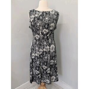 Perceptions Dress Plus 3X Black White Floral Liquid Knit Midi Stretchy
